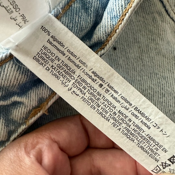 Zara High Waist Denim Shorts Size 4 Acid Wash Cuffed 90s Mom Jean Style - Picture 5 of 5